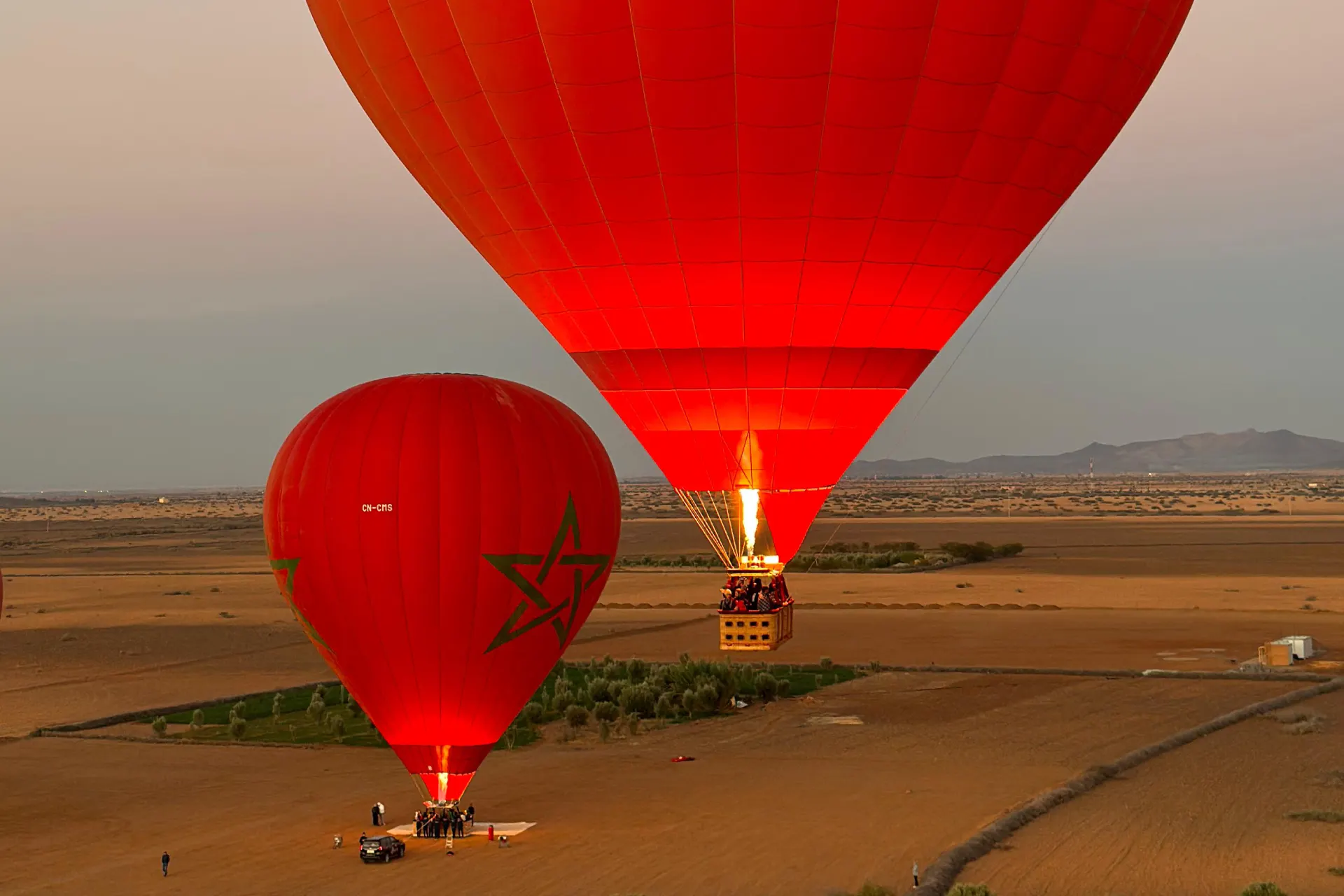 Marrakech Hot Air Balloon Ride - Sunrise over the red city and Atlas Mountains